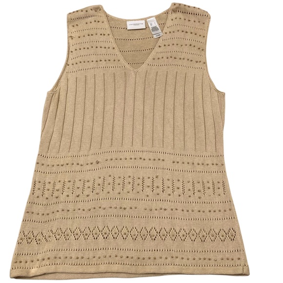 Liz Claiborne Tops - Vintage Liz Claiborne Y2K Boho Beaded Knit Sleeveless Tank Top Women’s Large